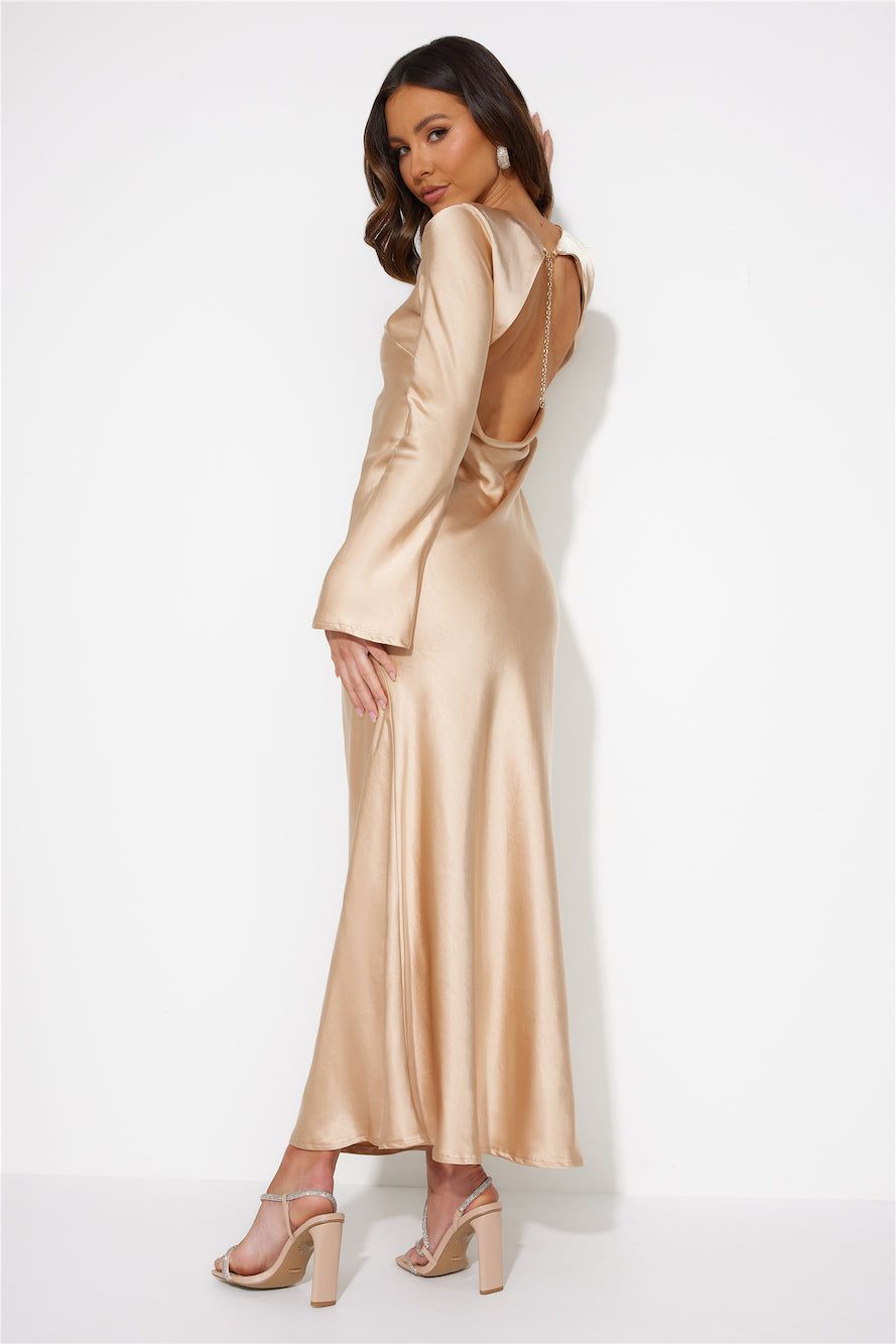 Royal Wedding Satin Maxi Dress Champagne sold by Hello Molly product image thumbnail 5