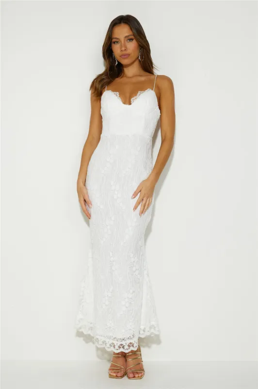 Diamond Ring Lace Maxi Dress White sold by Hello Molly
