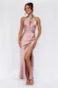 HELLO MOLLY The Adeline Halter Satin Maxi Dress Dusty Pink sold by Hello Molly