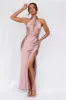 HELLO MOLLY The Adeline Halter Satin Maxi Dress Dusty Pink sold by Hello Molly