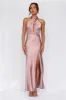 HELLO MOLLY The Adeline Halter Satin Maxi Dress Dusty Pink sold by Hello Molly