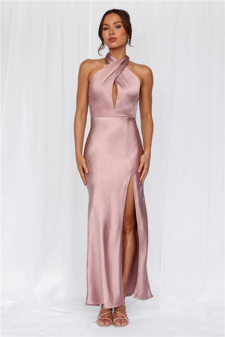 HELLO MOLLY The Adeline Halter Satin Maxi Dress Dusty Pink sold by Hello Molly product image thumbnail 3