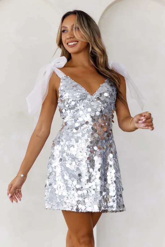 Glitterati Sequin Mini Dress Silver sold by Hello Molly
