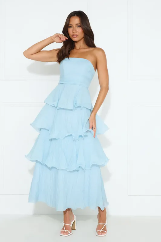 Wedding Adventure Strapless Maxi Dress Blue sold by Hello Molly