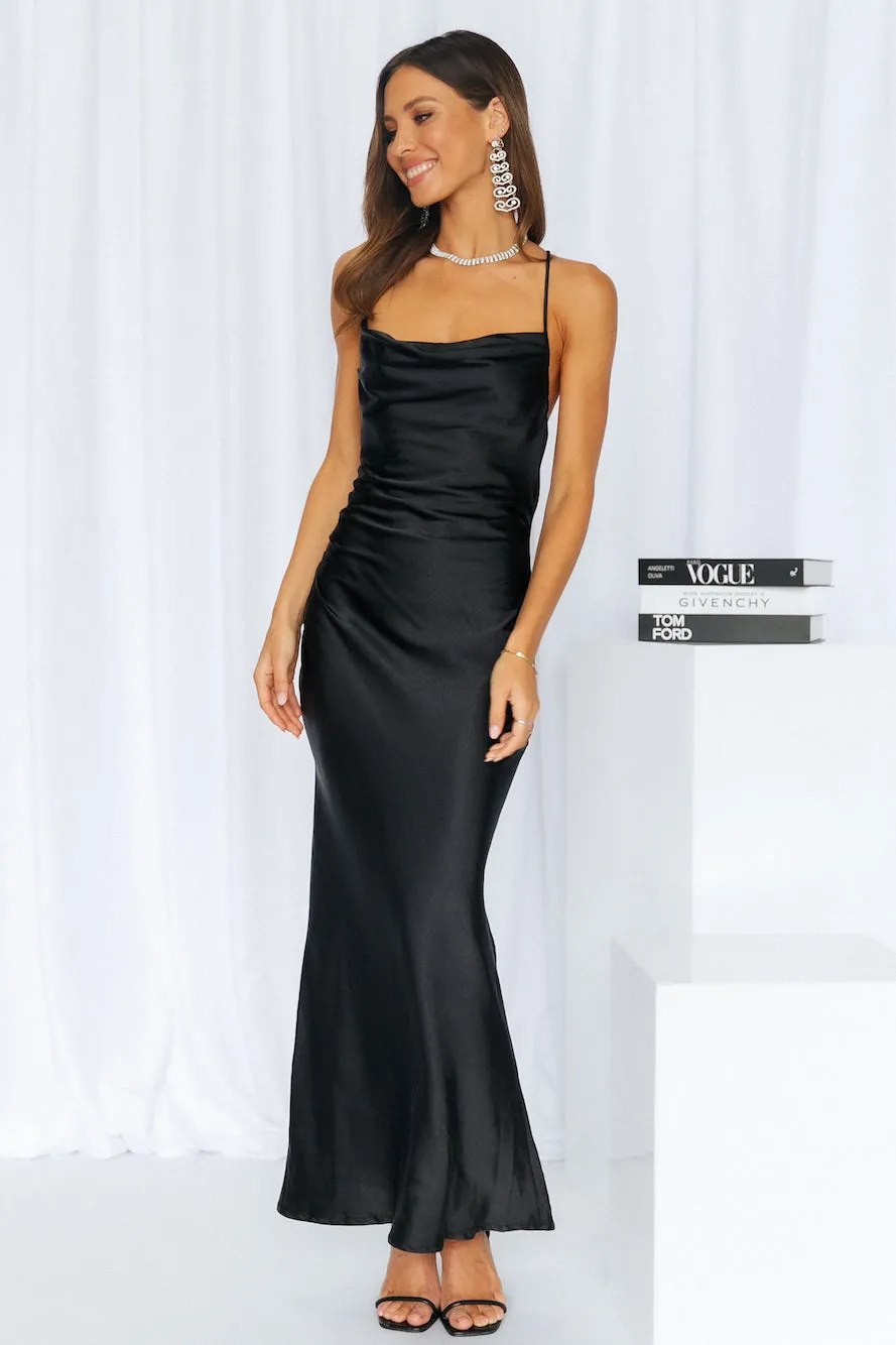 Kissin All Night Satin Maxi Dress Black sold by Hello Molly product image thumbnail 4