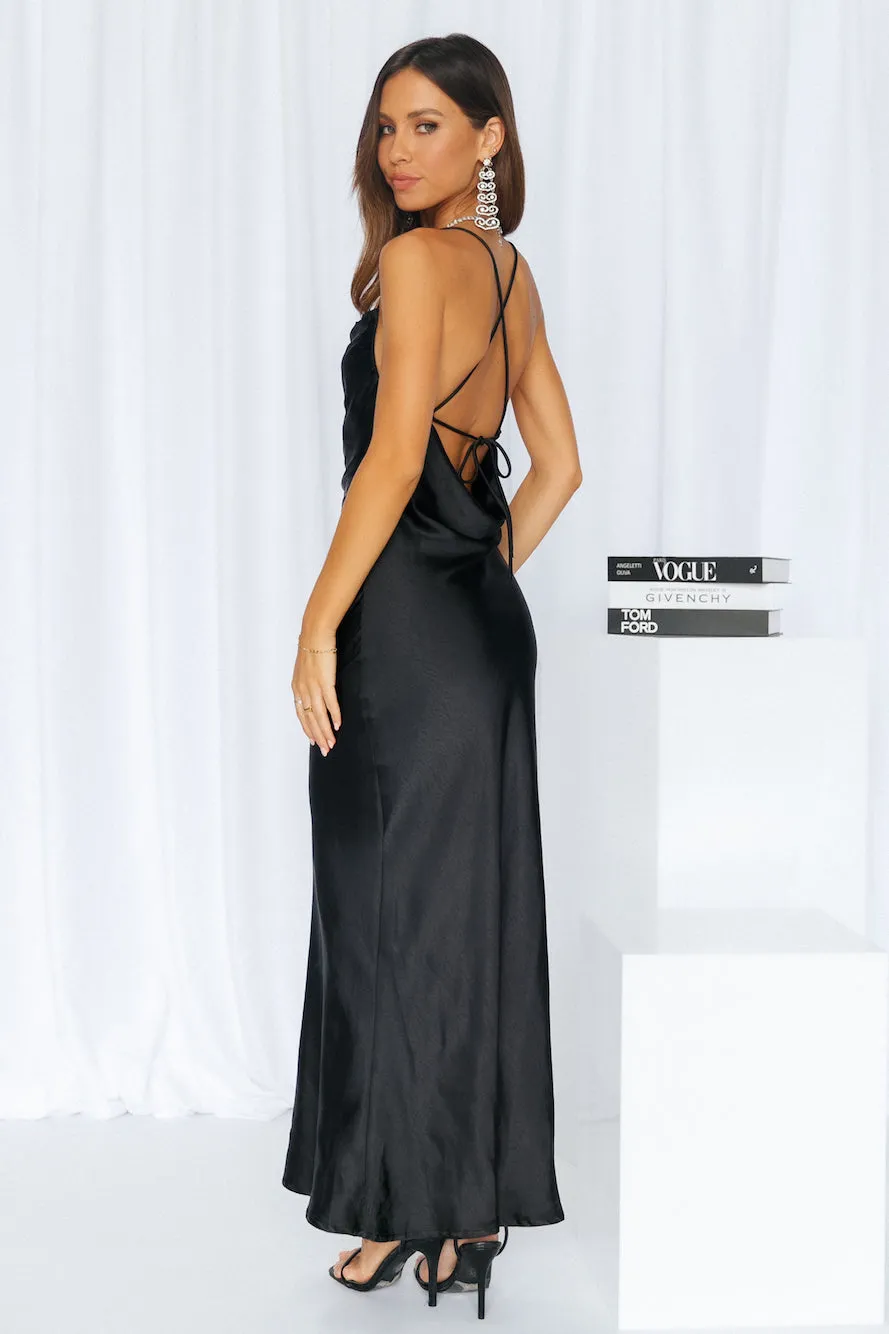 Kissin All Night Satin Maxi Dress Black sold by Hello Molly product image thumbnail 5