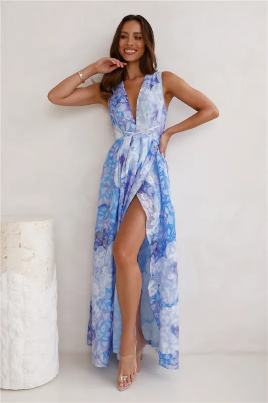 Gold Sky Maxi Dress Blue sold by Hello Molly
