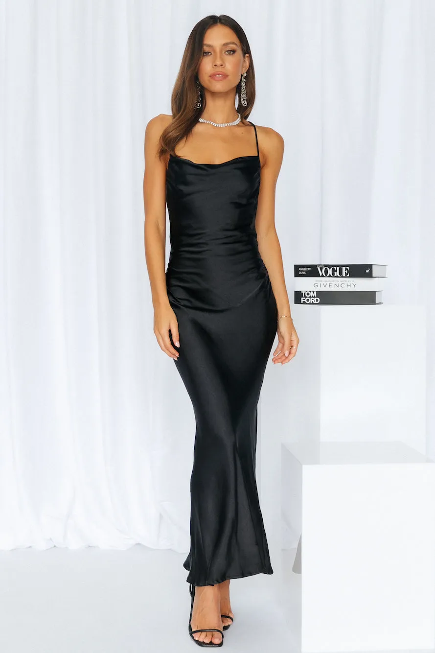 Kissin All Night Satin Maxi Dress Black sold by Hello Molly product image thumbnail 3