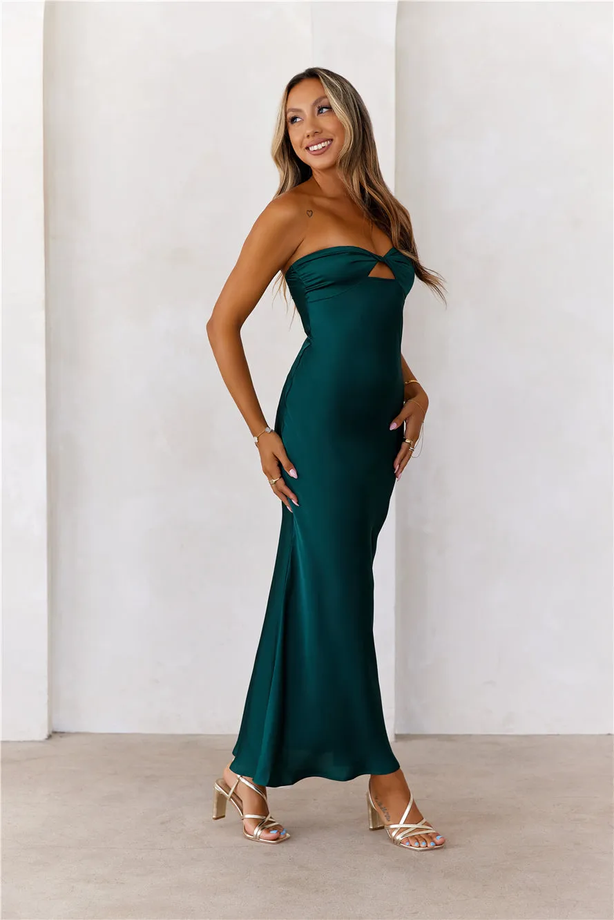 Style At Nightfall Satin Strapless Midi Dress Green sold by Hello Molly product image thumbnail 5