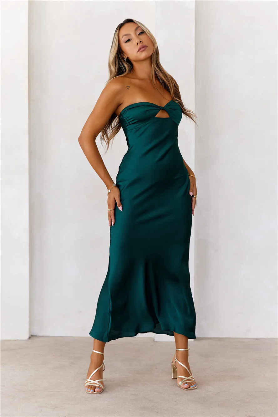Style At Nightfall Satin Strapless Midi Dress Green sold by Hello Molly product image thumbnail 4