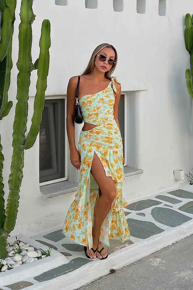 HELLO MOLLY Party On The Coast One Shoulder Maxi Dress Blue sold by Hello Molly product image thumbnail 2