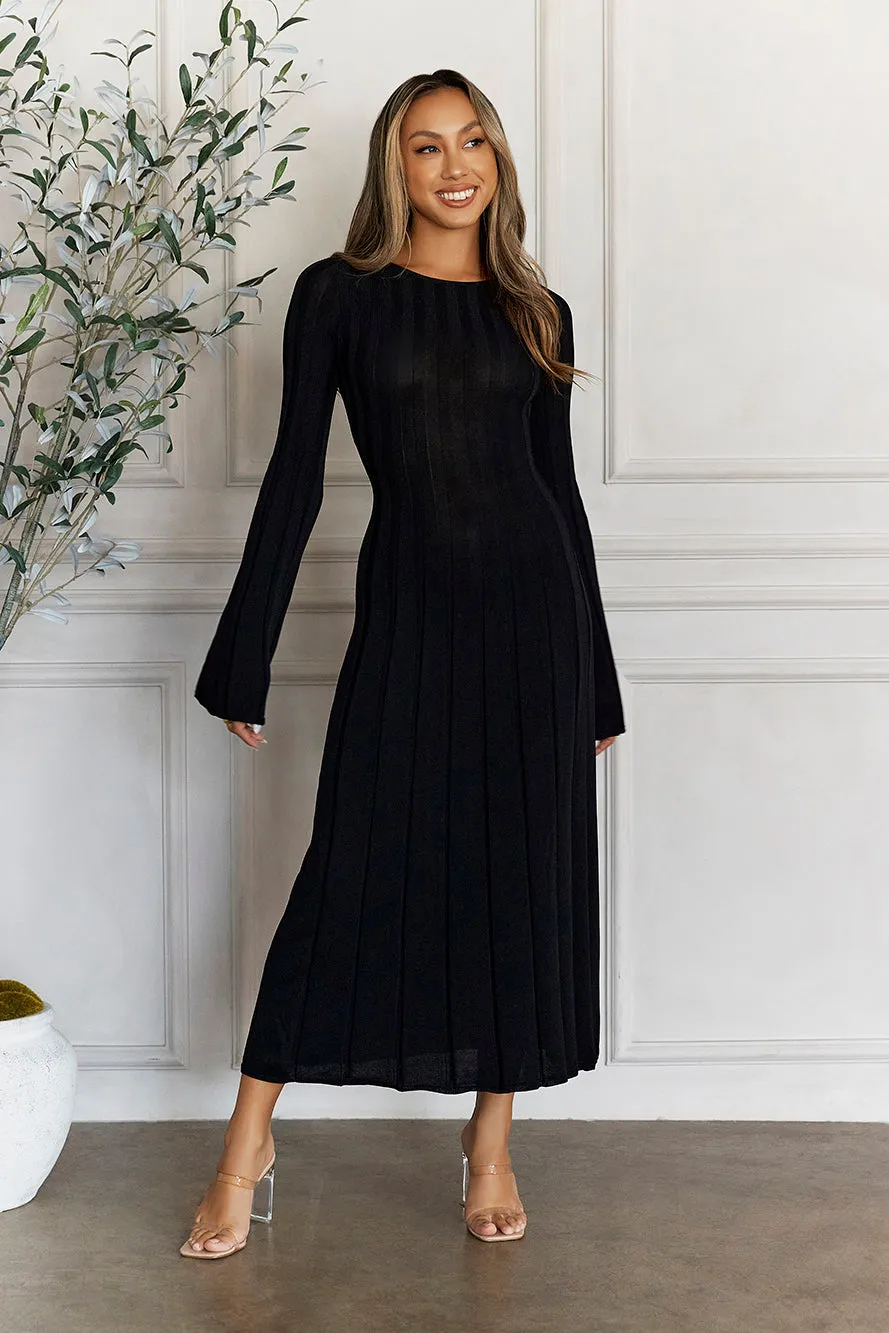 HELLO MOLLY Creating Icons Ribbed Long Sleeve Midi Dress Black sold by Hello Molly product image thumbnail 3