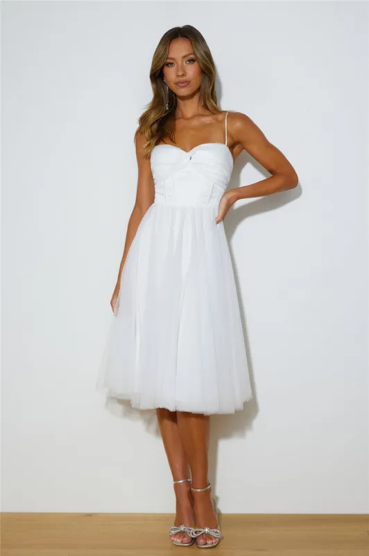 Glam Feeling Tulle Midi Dress White sold by Hello Molly