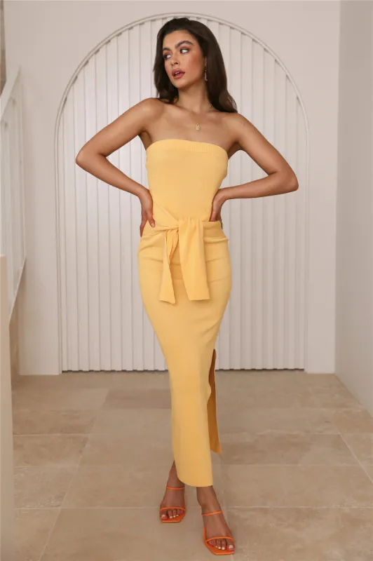 Dancing Around Midi Dress Yellow sold by Hello Molly