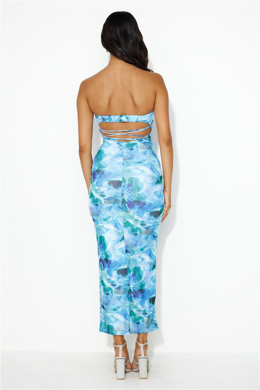 Reflect In The Mirror Mesh Midi Dress Blue sold by Hello Molly product image thumbnail 5