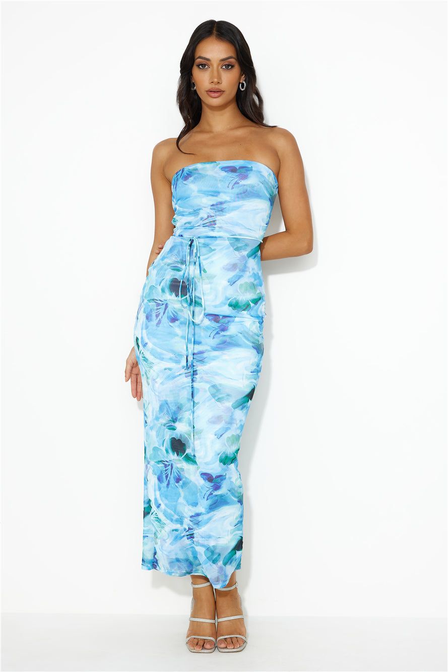Reflect In The Mirror Mesh Midi Dress Blue sold by Hello Molly product image thumbnail 3