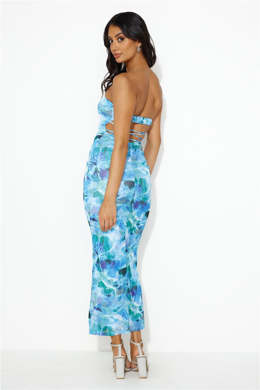 Reflect In The Mirror Mesh Midi Dress Blue sold by Hello Molly product image thumbnail 4