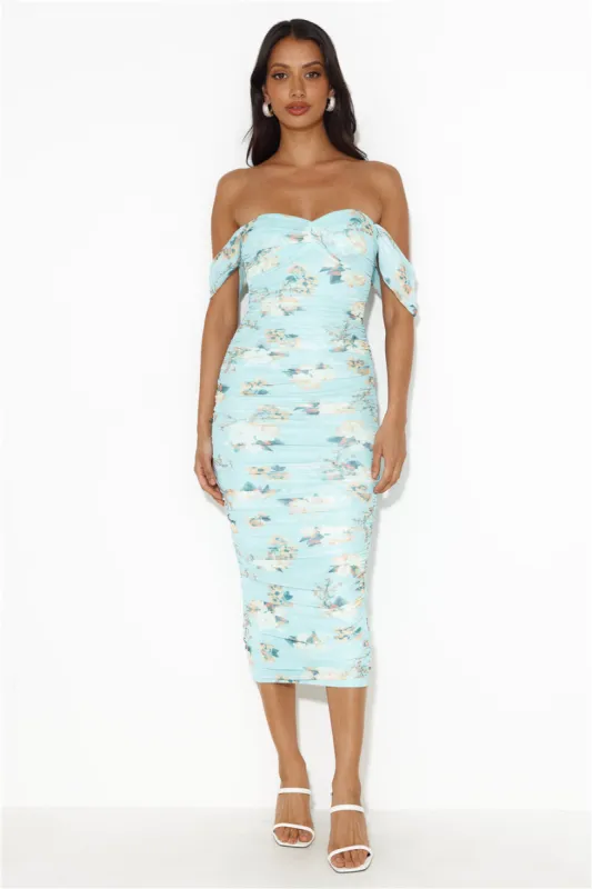 Elevating Fit Mesh Midi Dress Blue sold by Hello Molly