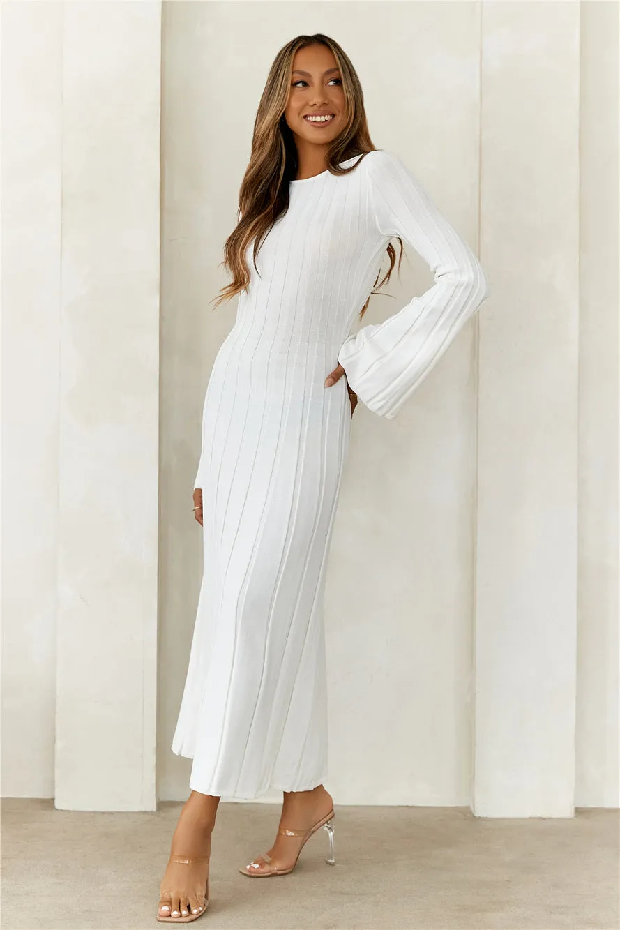 HELLO MOLLY Creating Icons Ribbed Long Sleeve Midi Dress Cream sold by Hello Molly product image thumbnail 4