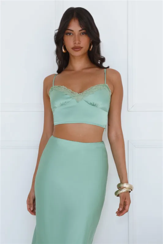 Forest Secrets Satin Crop Top Green sold by Hello Molly