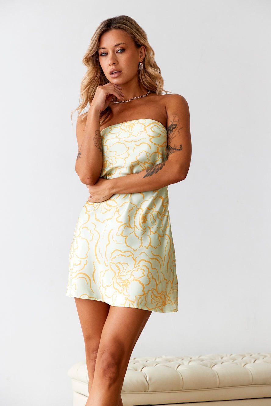 Icy Cold Satin Dress Lime sold by Hello Molly