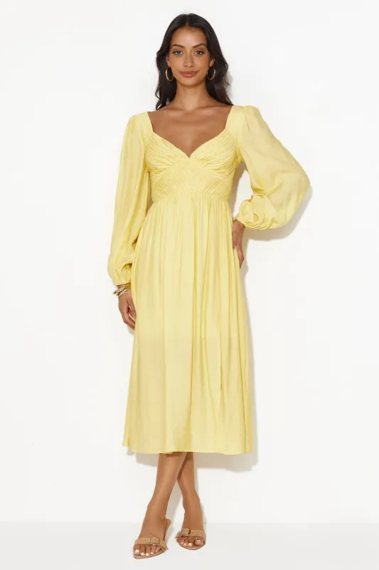 Dancing Deni Long Sleeve Midi Dress Yellow sold by Hello Molly