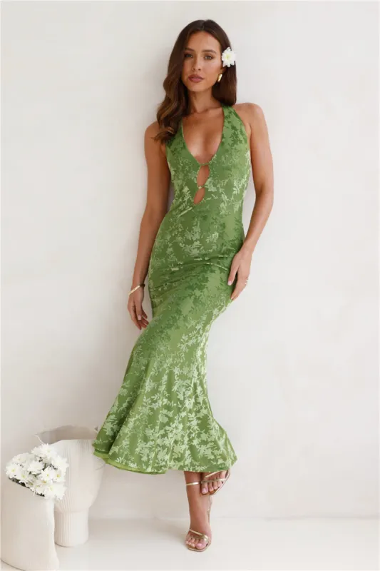 Magical Ivy Halter Maxi Dress Green sold by Hello Molly