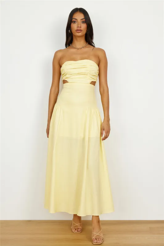 Garden Dance Midi Dress Yellow sold by Hello Molly