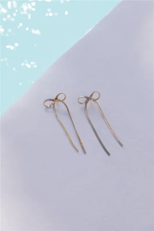 14k Gold Plated Bille Bow Earrings Gold sold by Hello Molly