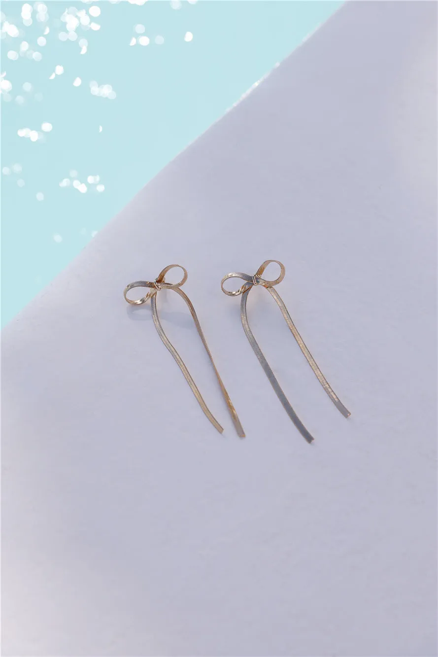 14k Gold Plated Bille Bow Earrings Gold sold by Hello Molly