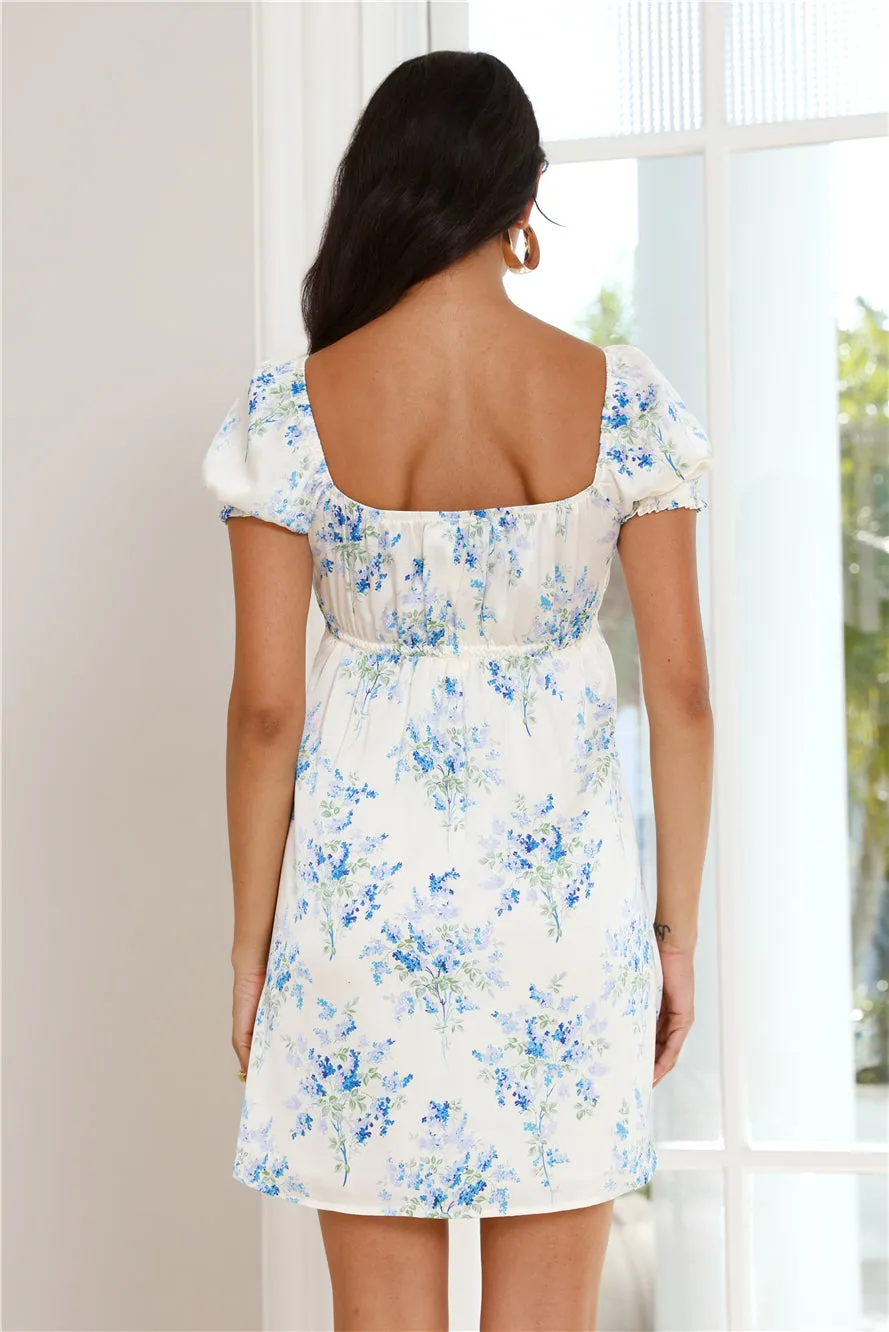 Cottage Blossoms Satin Mini Dress Off White sold by Hello Molly product image thumbnail 5