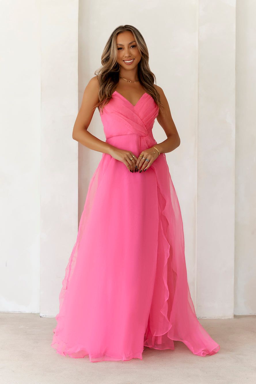 Queen Of The Ball Strapless Maxi Dress Pink sold by Hello Molly