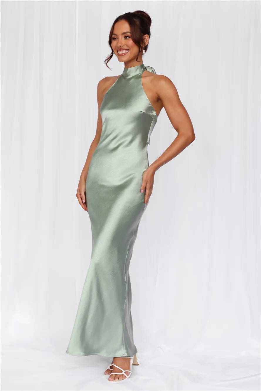 HELLO MOLLY The Cleo Halter Satin Maxi Dress Sage sold by Hello Molly product image thumbnail 2