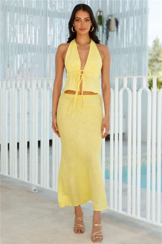 Late Night Season Maxi Skirt Yellow sold by Hello Molly