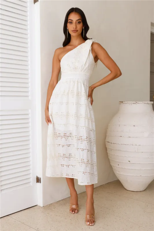 Springtime Chic One Shoulder Midi Dress White sold by Hello Molly