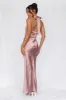 HELLO MOLLY The Cleo Halter Satin Maxi Dress Dusty Pink sold by Hello Molly