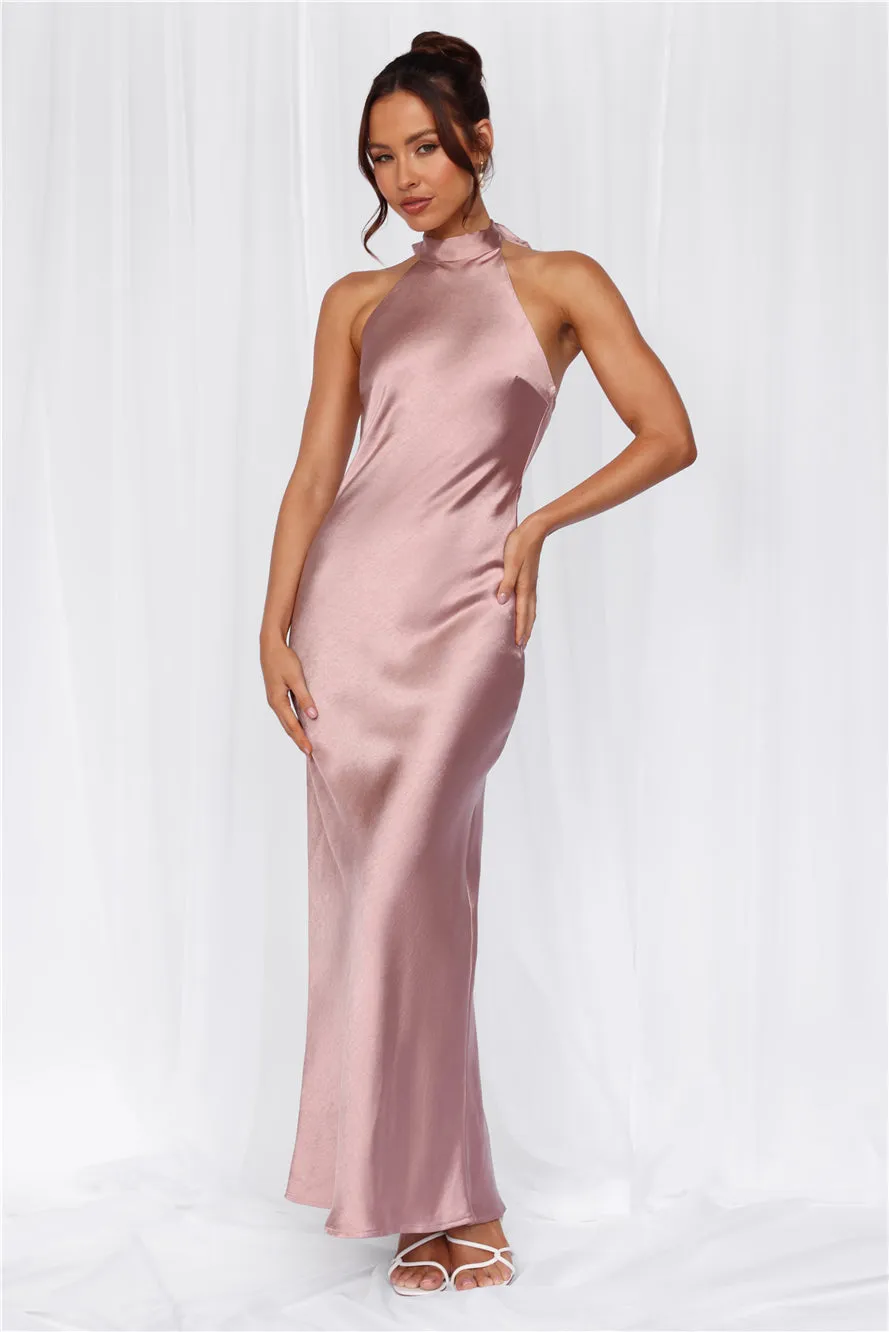 HELLO MOLLY The Cleo Halter Satin Maxi Dress Dusty Pink sold by Hello Molly product image thumbnail 2