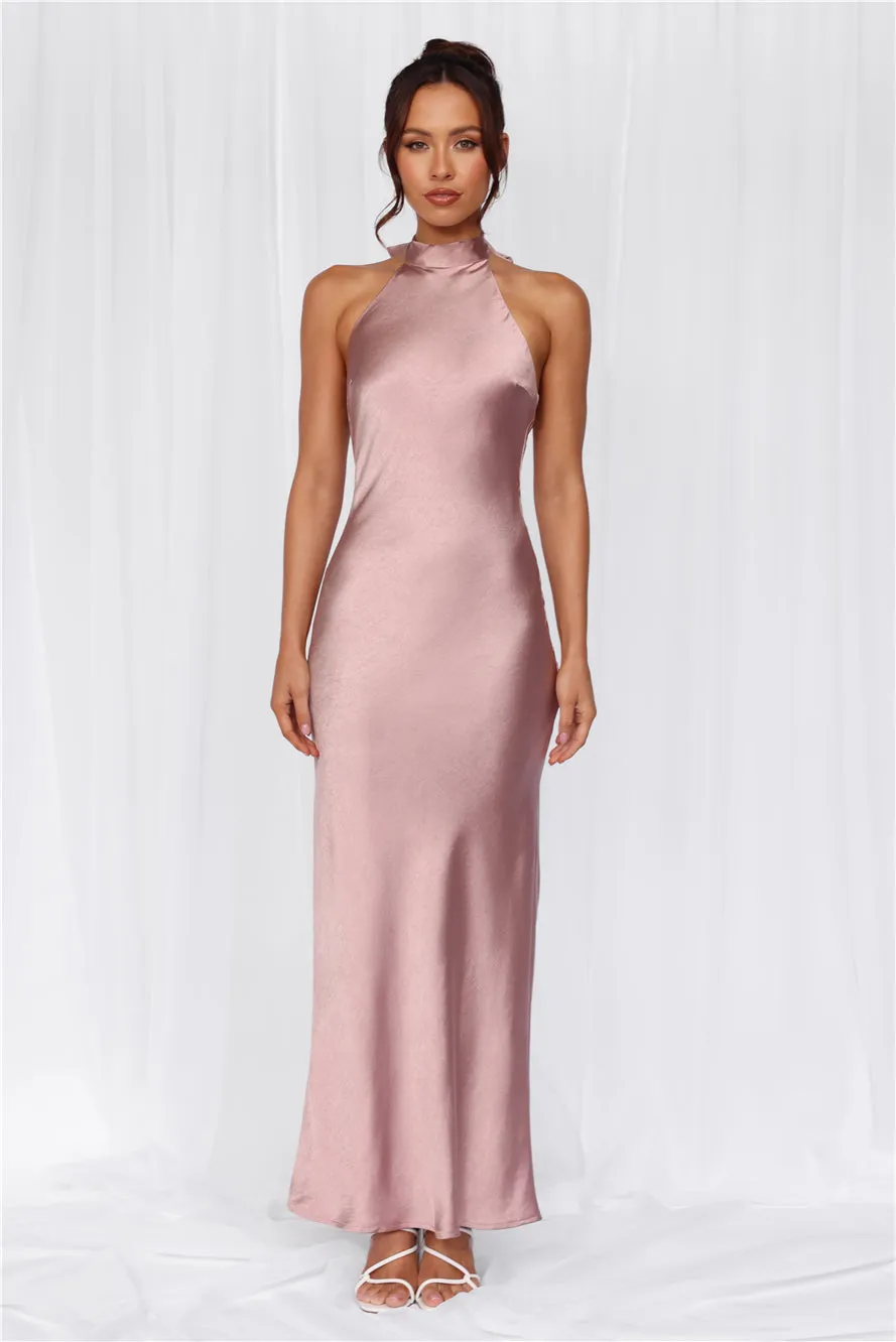 HELLO MOLLY The Cleo Halter Satin Maxi Dress Dusty Pink sold by Hello Molly product image thumbnail 4