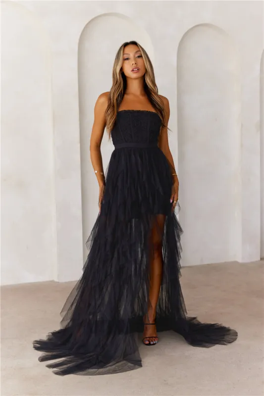 All The Attention Tulle Maxi Dress Black sold by Hello Molly
