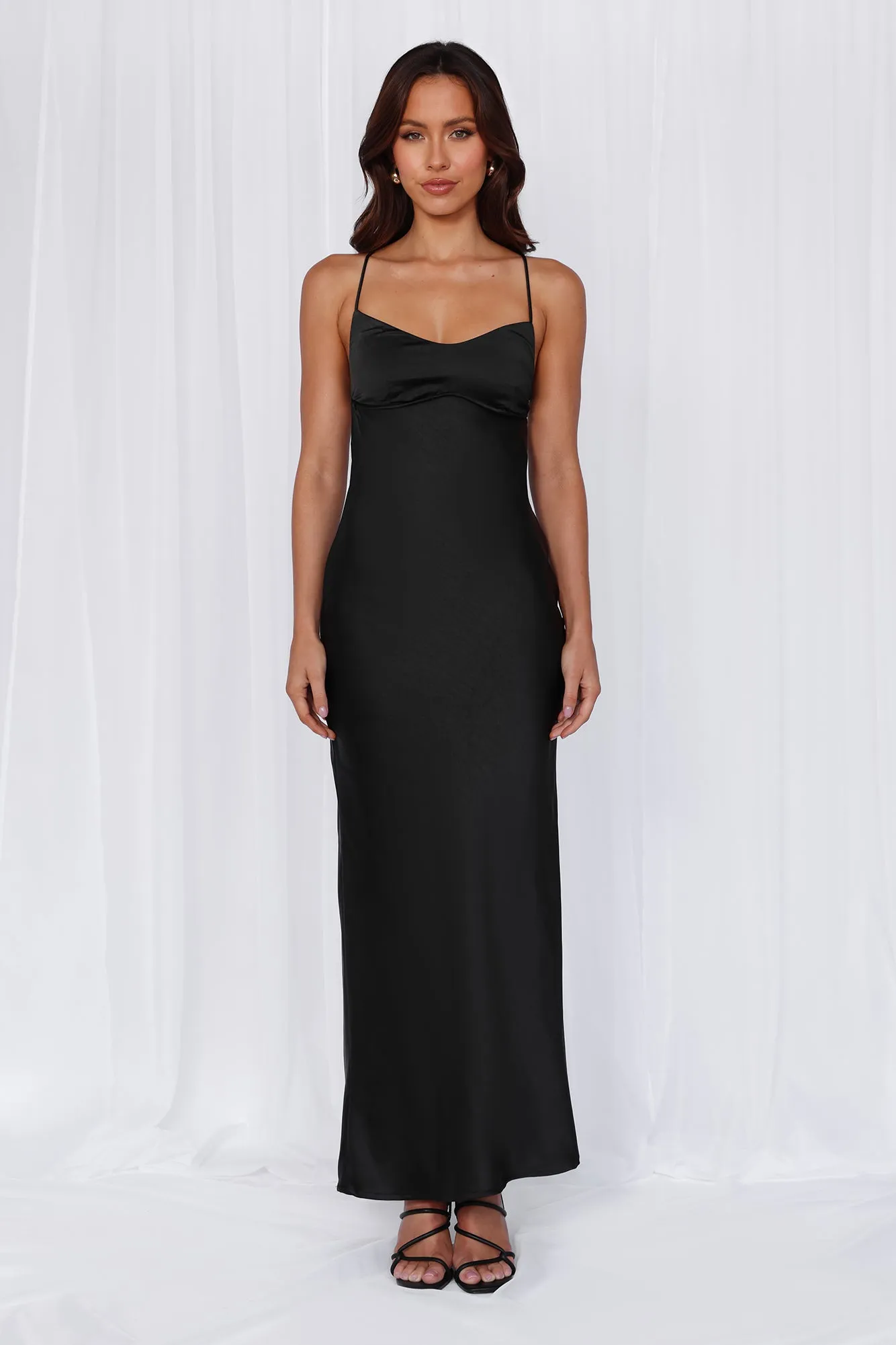 HELLO MOLLY The Samara Satin Maxi Dress Black sold by Hello Molly product image thumbnail 5