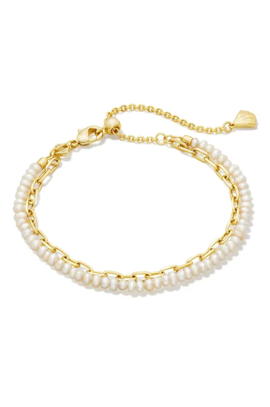Lolo Multi Strand Bracelet Gold White Pearl sold by Hello Molly