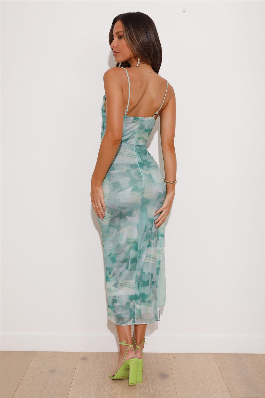 Brunch In London Mesh Midi Dress Green sold by Hello Molly product image thumbnail 3