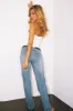 HELLO MOLLY DNM High Rise Straight Leg Denim Jeans Mid Blue sold by Hello Molly