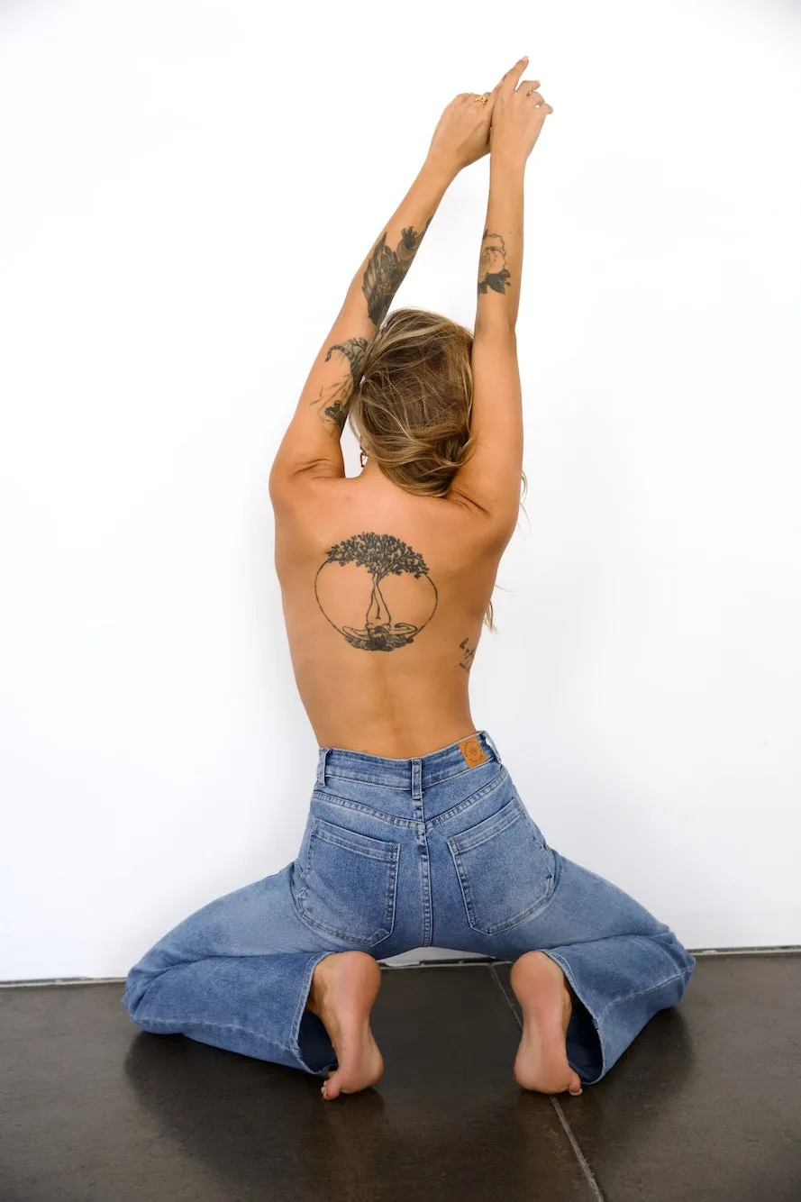 DNM High Rise Straight Leg Denim Jeans Mid Blue sold by Hello Molly product image thumbnail 4