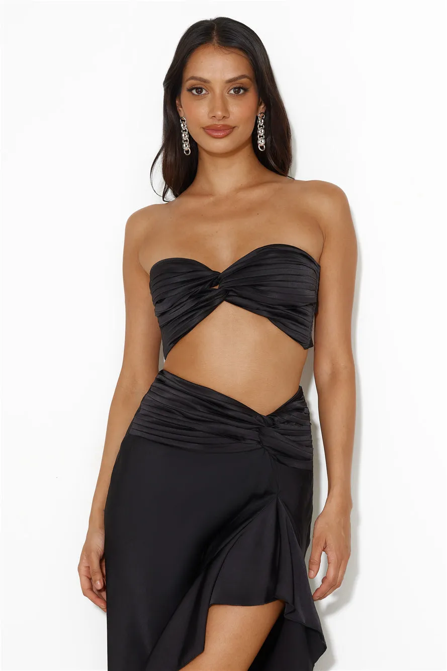 Diary Of Secrets Satin Strapless Crop Top Black sold by Hello Molly