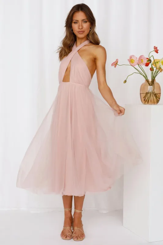 Little Tulle Much Midi Dress Pink sold by Hello Molly