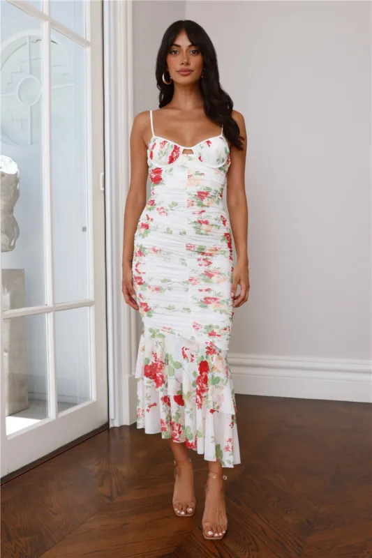 Cocktails On Arrival Mesh Midi Dress White sold by Hello Molly