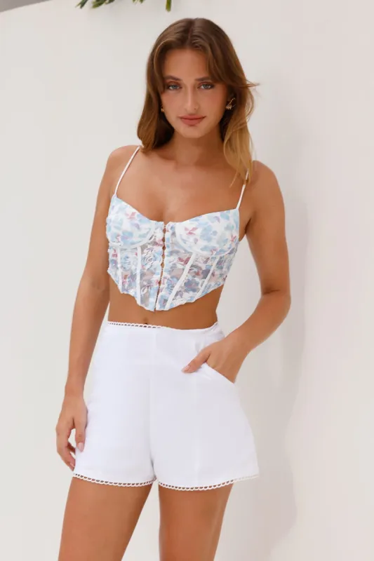 Festival In The Desert Lace Corset Crop Top Blue sold by Hello Molly