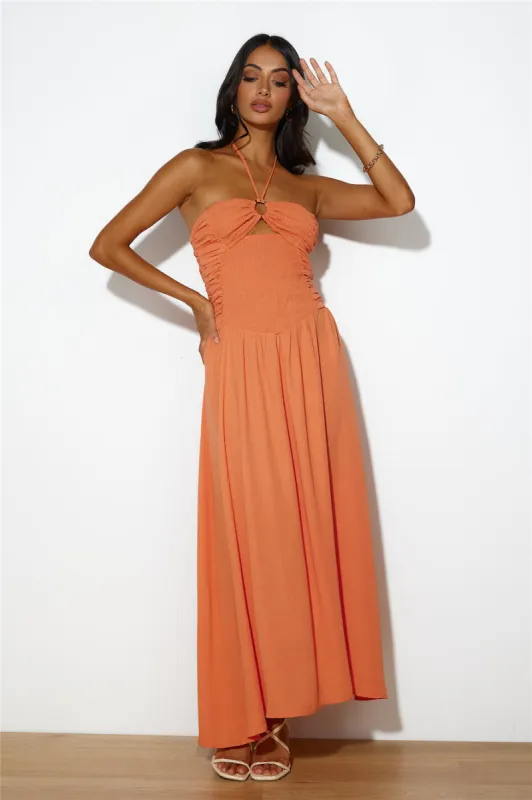 Go Back In Time Maxi Dress Orange sold by Hello Molly