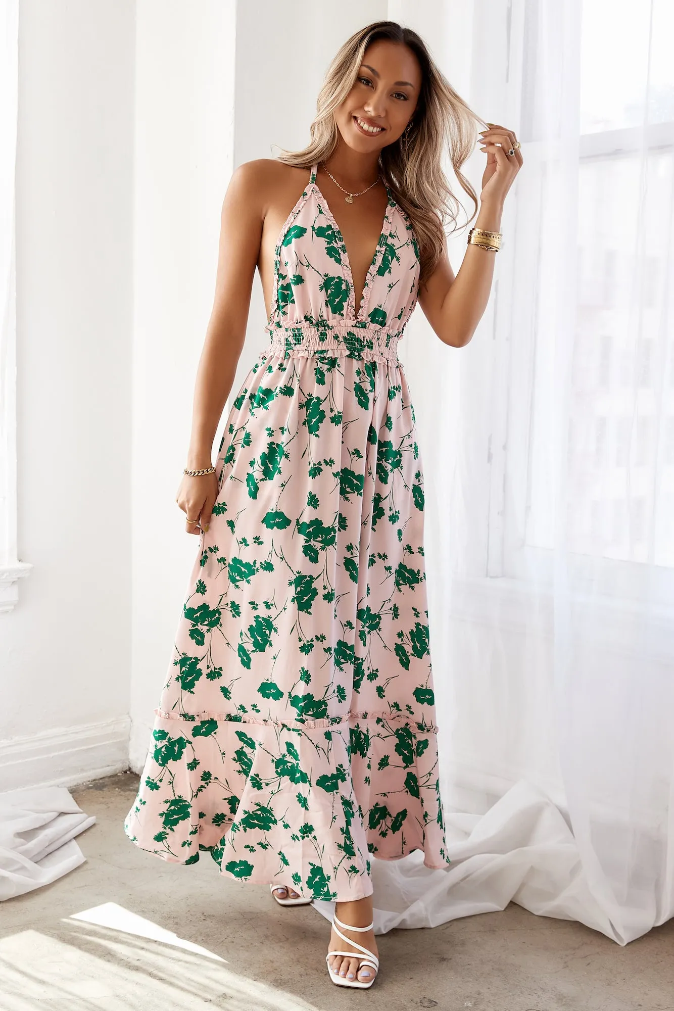 HELLO MOLLY Beach Drinks Maxi Dress Pink sold by Hello Molly product image thumbnail 3